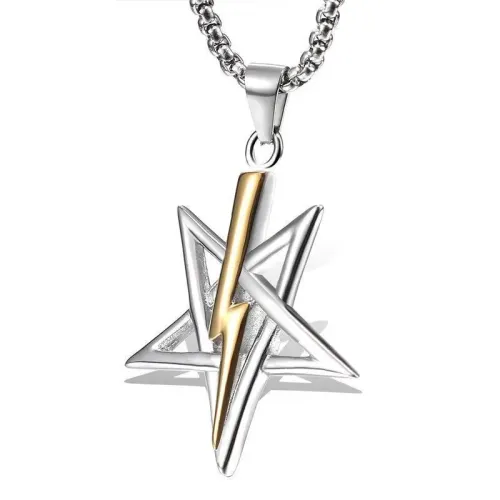 NTM753 Unisex Titanium Steel Lightning Star Pendant Stainless Steel Five-Pointed Star Jewelry