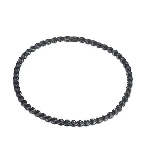 NTM568 Men's Black Magnetic Hip Hop Necklace Stainless Steel Fashion Jewelry