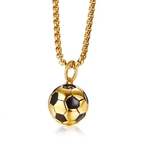 NTM276 Gold Stainless Steel Football Pendant Men's Sports Ball Jewelry