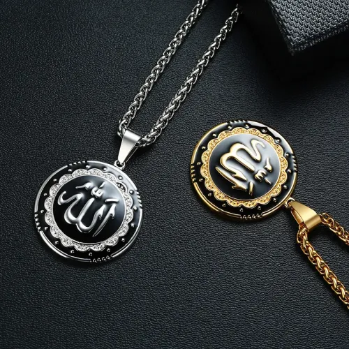 NTM301 Hip Hop Men's Round Brand Titanium Stainless Steel Pendant Sweater Chain Necklace