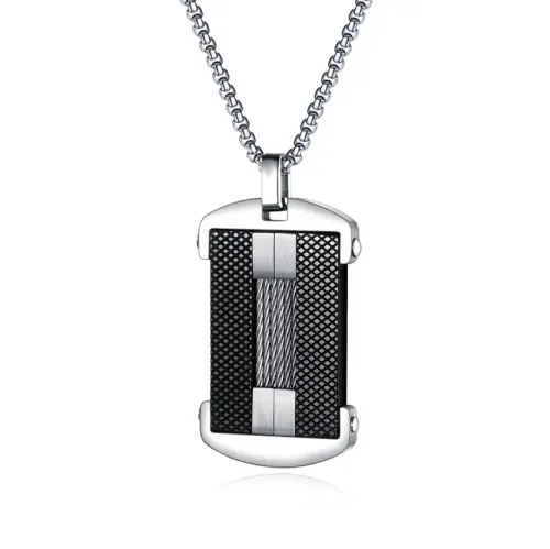 NTM242 Men's Military Dog Tag Necklace Titanium Steel Wire Pendant