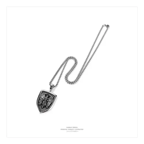 NTM71 Hip Hop Shield Pendant Necklace Durable Titanium Steel Men's Jewelry