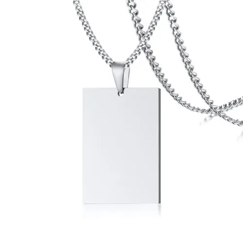 NTM283 Men's Stainless Steel Square Blank Tag Pendant Chic Basic Trinket