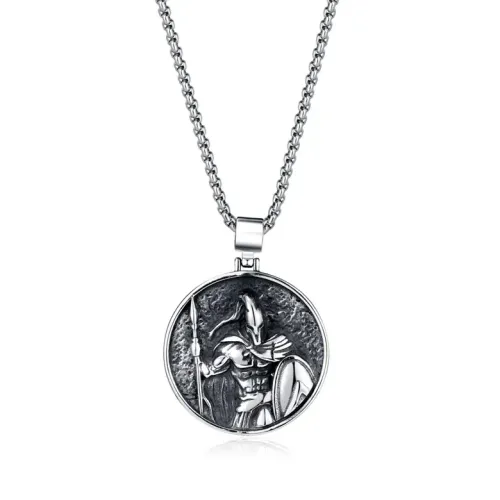NTM221 Spartan Warrior Titanium Steel Pendant Roman Medal Stainless Necklace for Men