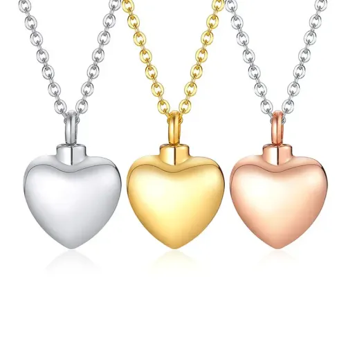 NTM595 Titanium Steel Heart Perfume Bottle Pendant Literary Detachable Jewelry with Bead Chain