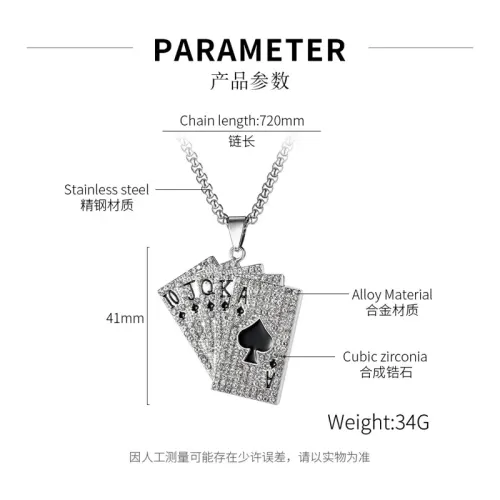 NTM41 Men's Flush Poker Pendant Titanium Steel Gambling Necklace