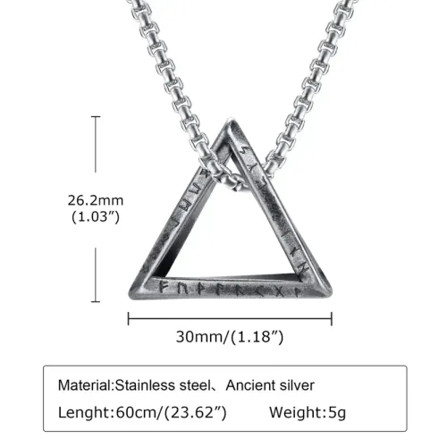 NTM428 Gold Viking Rune Triangle Necklace Stainless Steel Norse Pendant Jewelry