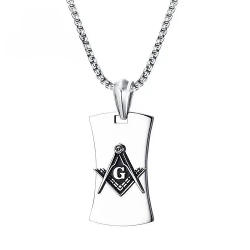 NTM288 44MM Titanium Steel Masonic Tag Pendant Men's Steel Color Accessory