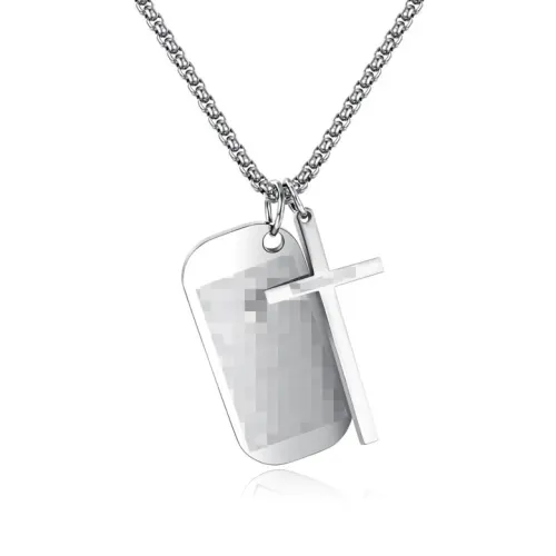 NTM201 Fang Brand Men's Titanium Cross Pendant Stainless Steel Necklace