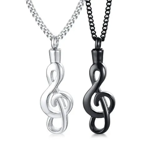 NTM612 Musical Note Urn Pendant Unisex Stainless Steel Ornament That Opens