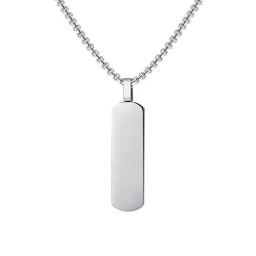 NTM391 Hip-Hop Black Square Pendant Trendy Men's Stainless Steel Necklace