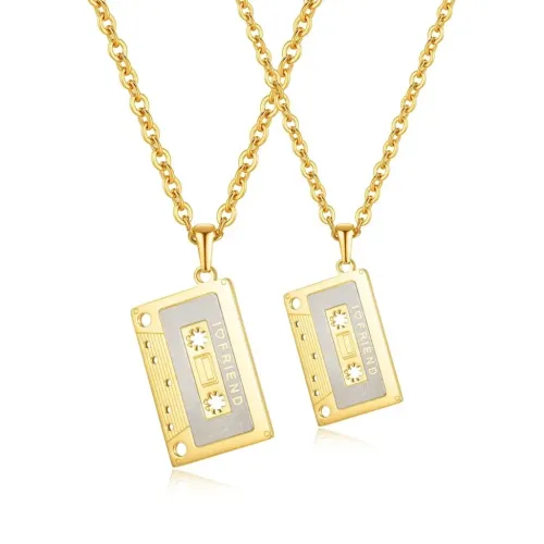 NTM10 Unisex Hip-Hop Cassette Tape Pendant Trendy Titanium Steel Necklace