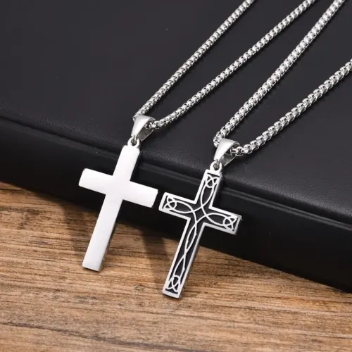 NTM319 Stainless Steel Celtic Knot Cross Pendant Corrosion-Resistant Steel Colored Necklace