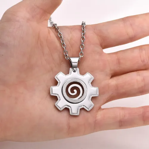 NTM450 Men's Gear Pendant Necklace Full Gloss Stainless Steel Fashion Accessory