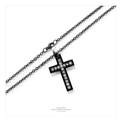 NTM214 Hip Hop Zirconia Cross Necklace Stainless Steel Clavicle Chain for Men