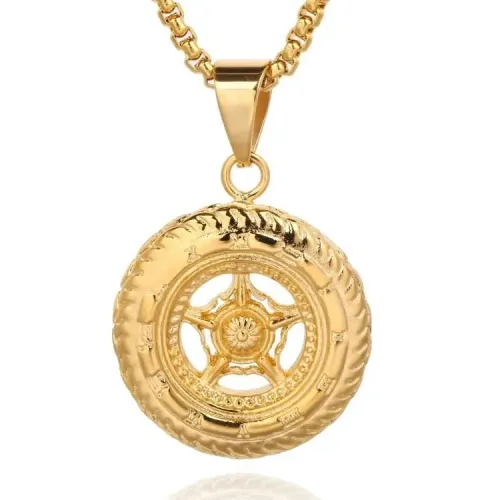 NTM730 Off-Road Tire Wheel Pendant Star Titanium Stainless Steel Necklace in Stock
