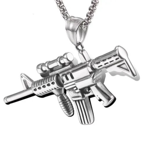 NTM810 Hip Hop Men's M416 Titanium Pendant AK47 Stainless Steel Necklace Jewelry