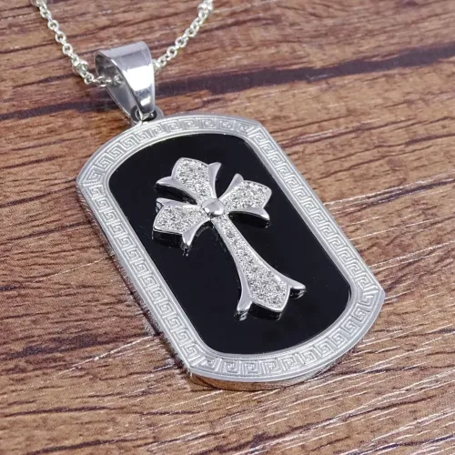 NTM665 Men's Women's Stainless Steel Square Diamond Cross Pendant Elegant Jewelry