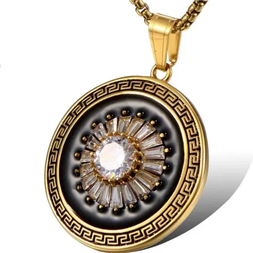 NTM745 Men's Totem Diamond Titanium Stainless Steel Pendant Elite Jewelry