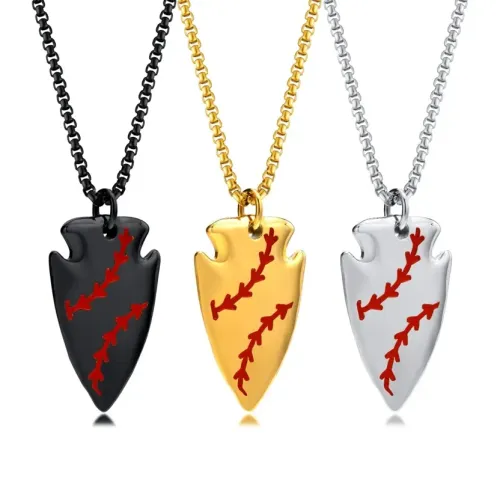 NTM356 Men's Baseball Cross Pendant Dual-Sided Titanium Stainless Steel Necklace