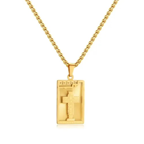 NTM230 Men's Titanium Cross Necklace Military Dog Tag Stainless Steel Hip-Hop Chain