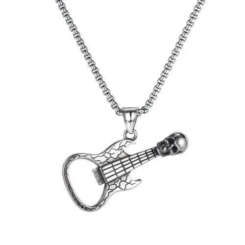 NTM86 Skull Bottle Opener Necklace Titanium Steel Men's Jewelry