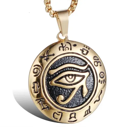 NTM782 Eye of Horus Pendant Punk Titanium Steel Men's Necklace Jewelry