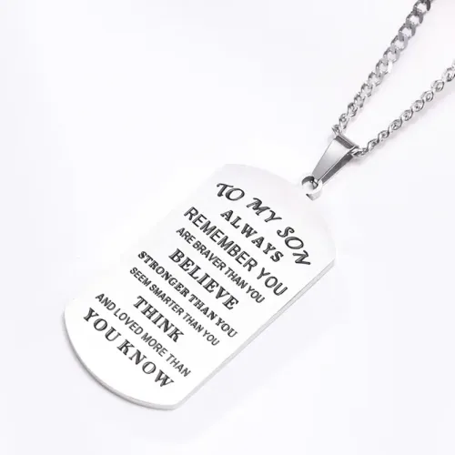 NTM362 Stainless Steel Military Tag Pendant Inspirational Chicken Soup Jewelry