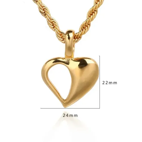 NTM713 Gold Heart-Shaped Titanium Pendant Women's Heart-to-Heart Necklace