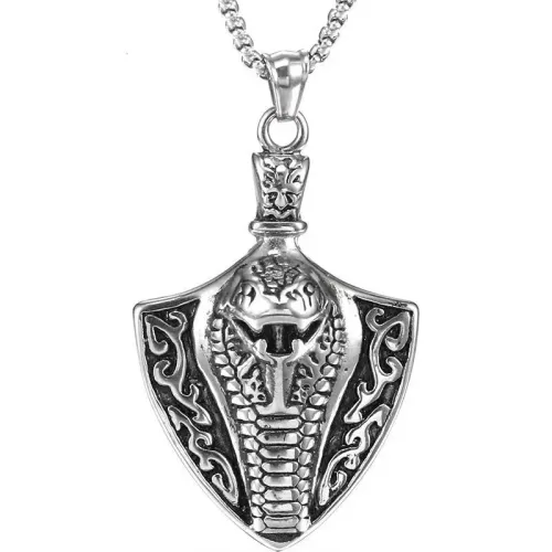 NTM766 Hip Hop Cobra Pendant Men's Titanium Steel Necklace Jewelry