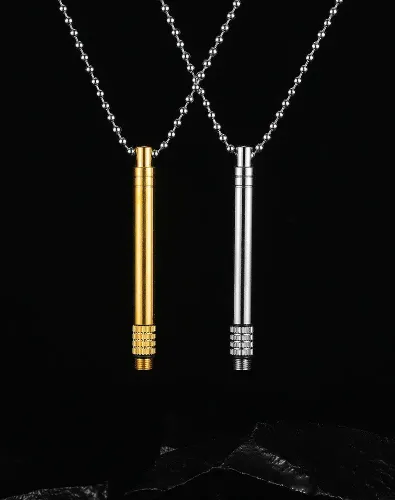 NTM2 Men's Titanium Steel Cylinder Pendant Necklace Sleek Modern Accessory