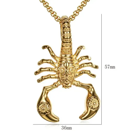 NTM710 Titanium Steel Scorpion Pendant Punk Hipster Nightclub Necklace for Men