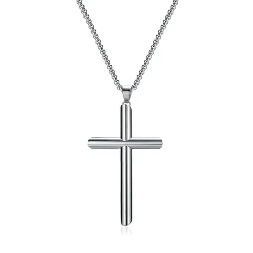 NTM244 Large Men's Titanium Steel Cross Pendant Dongguan Crafted Stainless Necklace