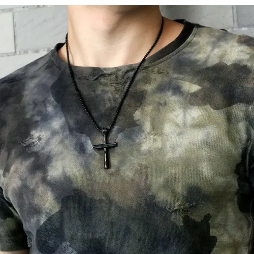 NTM29 Men's Stainless Steel Baseball Cross Pendant Titanium Sports Necklace