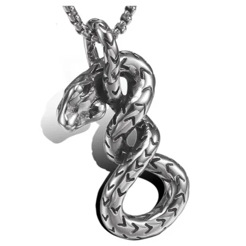 NTM888 Men's Titanium Steel Snake Pendant Sleek Stainless Steel Jewelry