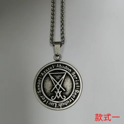 NTM358 Hip-Hop Lucifer Coin Pendant Trendy Men's Titanium Steel Necklace