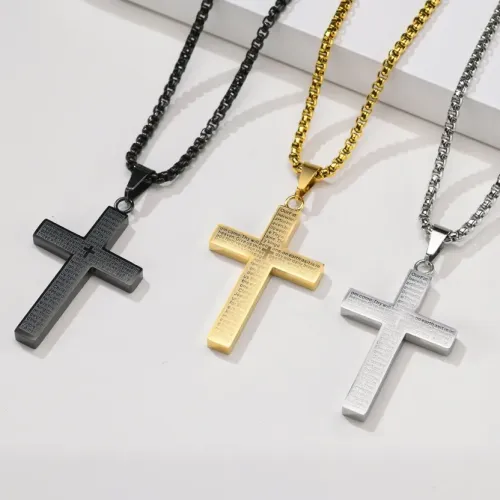 NTM532 Men's Stainless Steel Cross Necklace Modern Pendant Jewelry