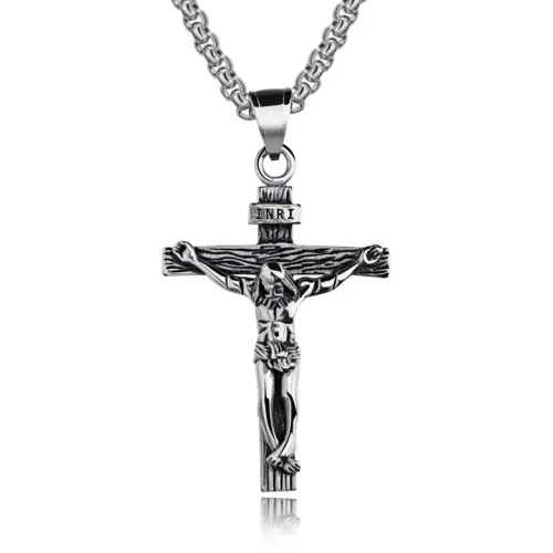 NTM43 Men's Titanium Steel Cross Pendant Pure Chain Necklace Jewelry