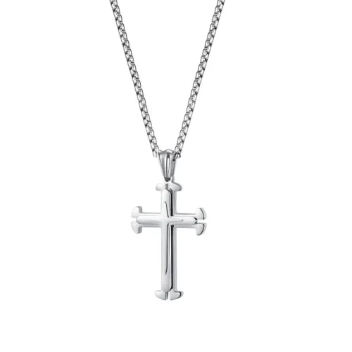 NTM31 Hip Hop 3D Cross Pendant Titanium Steel Men's Necklace