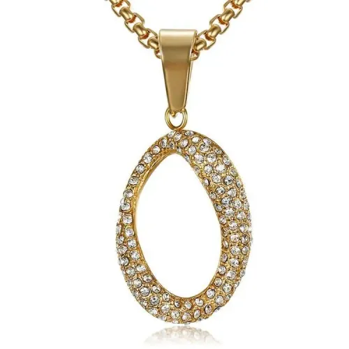 NTM698 Hip-Hop 3-Piece Jewelry Set Big Gemstone Square Titanium Steel Pendant