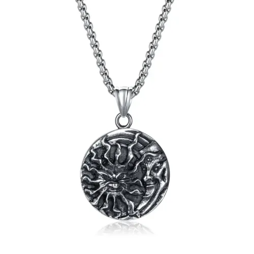 NTM35 Hip-Hop Titanium Steel Round Brand Pendant Stainless Steel Convex Necklace