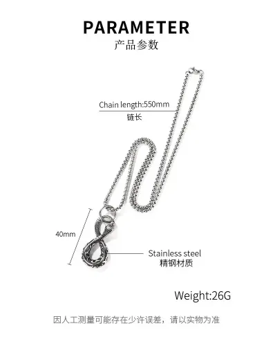 NTM89 Men's Stainless Steel 8-Figure Python Pendant Hip Hop Necklace