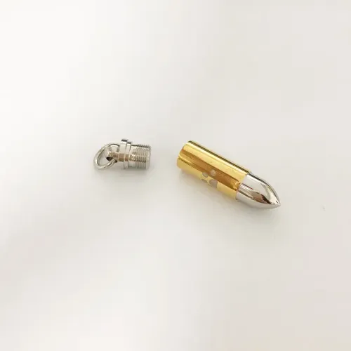NTM354 Men's Blue Bullet Pendant 34MM Titanium Steel Jewelry Necklace