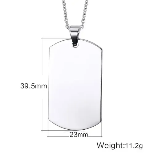 NTM466 Engravable Men's Titanium Steel Dog Tag Dual-Sided Military Pendant