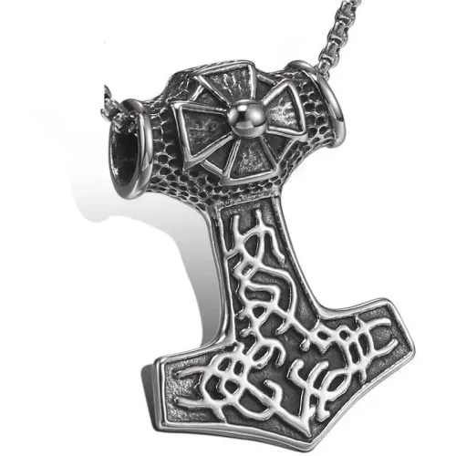 NTM751 Men's Thor's Hammer Pendant Titanium Steel Mjolnir Necklace Jewelry
