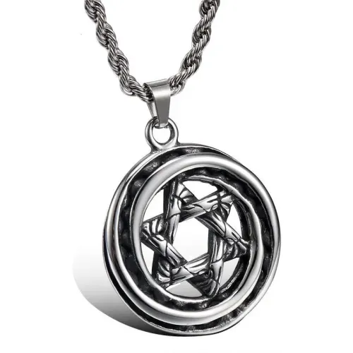 NTM785 Men's Hexagram Star Pendant Durable Titanium Stainless Steel Necklace