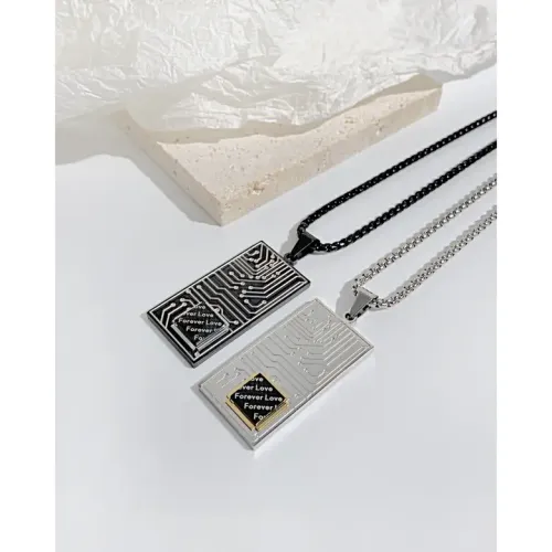 NTM56 ForeverLove Engravable Stainless Steel Rectangular Necklace