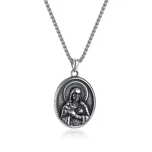 NTM107 Titanium Steel Maria Hip Hop Pendant Stainless Necklace for Men