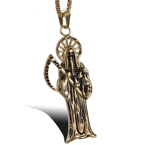 NTM875 Men's Punk Titanium Steel Death Sickle Pendant Gothic Stainless Steel Jewelry