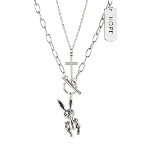 NTM73 Double Layer Chain Stainless Steel Men's Necklace Fashion Accessory
